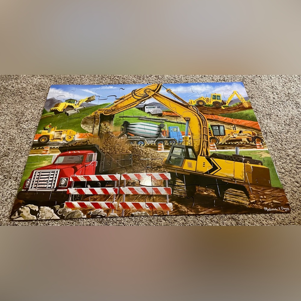 Melissa & Doug Vibrant Construction Puzzle 48 pieces 2x3 ft Complete